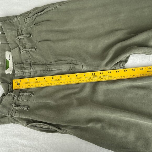 Anthropologie Womens Olive Green Paperbag Waist Cropped Pants Size 4/UK‎ 8R - Picture 9 of 12